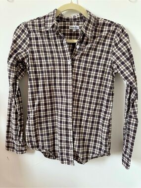 Steven Alan Red Blue Brown Plaid Reverse Seam Shirt